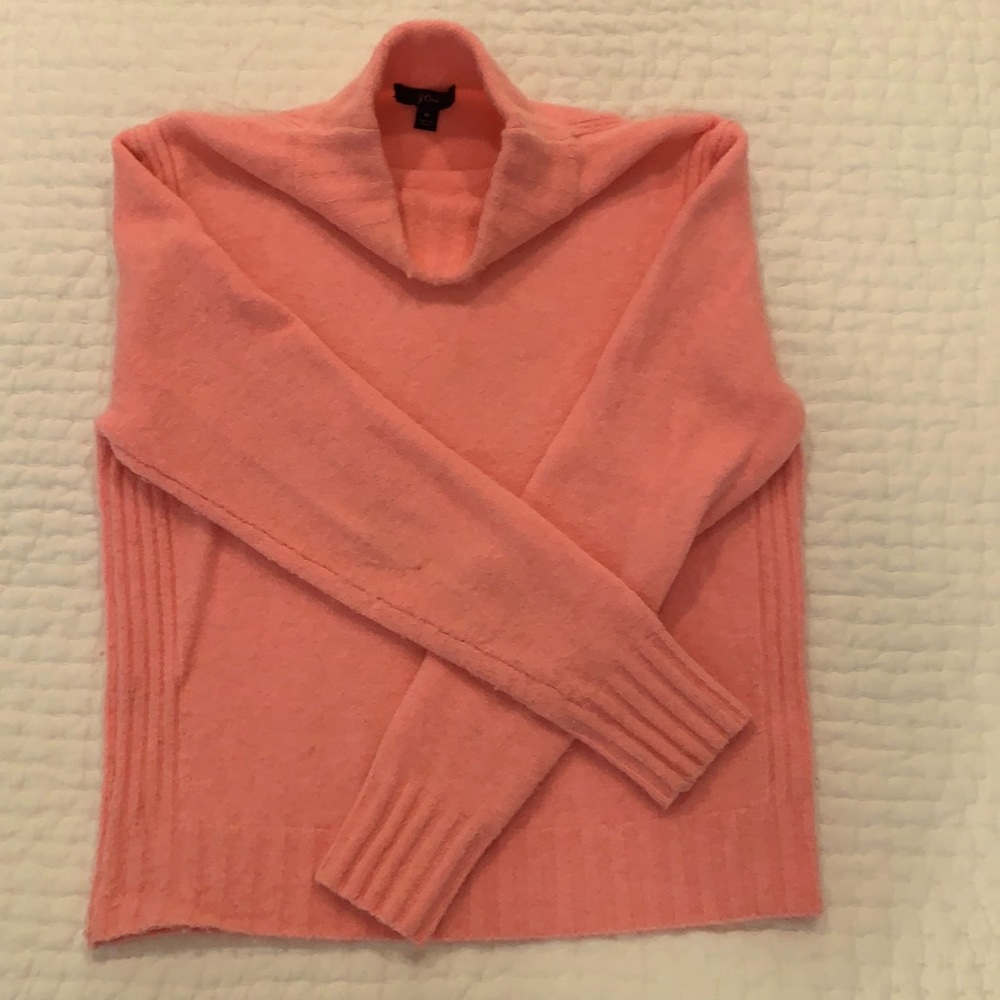 J Crew, mock neck, pink sweater, size M